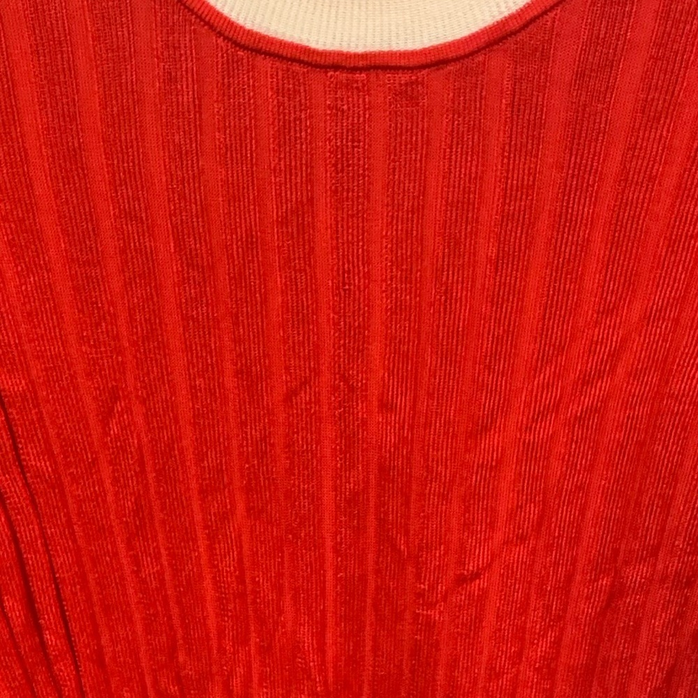 Sandro Red Ribbed Top Tee Short Sleeve Pullover Small - Picture 8 of 16